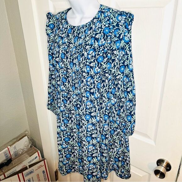 Vineyard Vines Winter Garden Pintuck Front Dress Deep Bay Blue Green XXS NWT - Picture 5 of 11